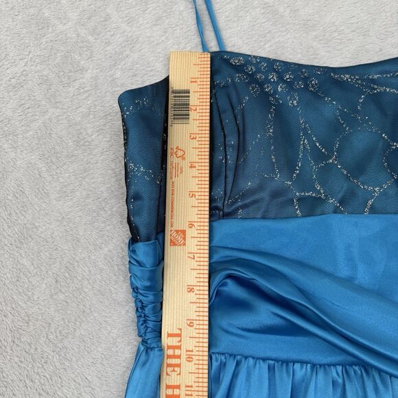 Vtg Y2K Babydoll Bubble Dress M/L? Blue Mesh Satin Sparkle Fairy Whimsy Party - Picture 8 of 12